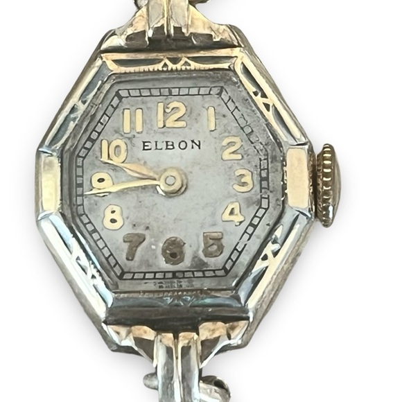 Art Deco Elbon Watch 14 Karat Gold Filled Top Band and Front Watch Case - Picture 2 of 7